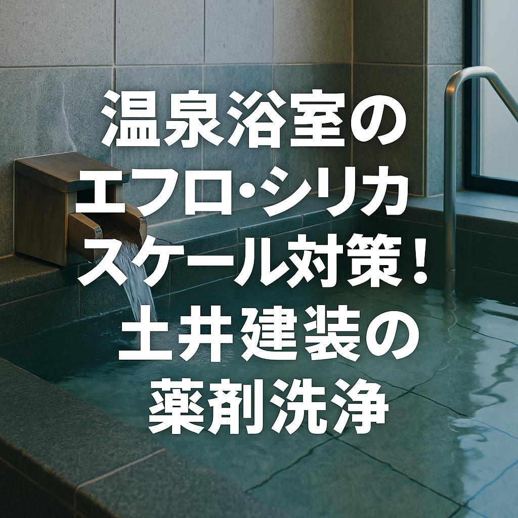 温泉浴室のエフロ・シリカスケール対策！土井建装の薬剤洗浄