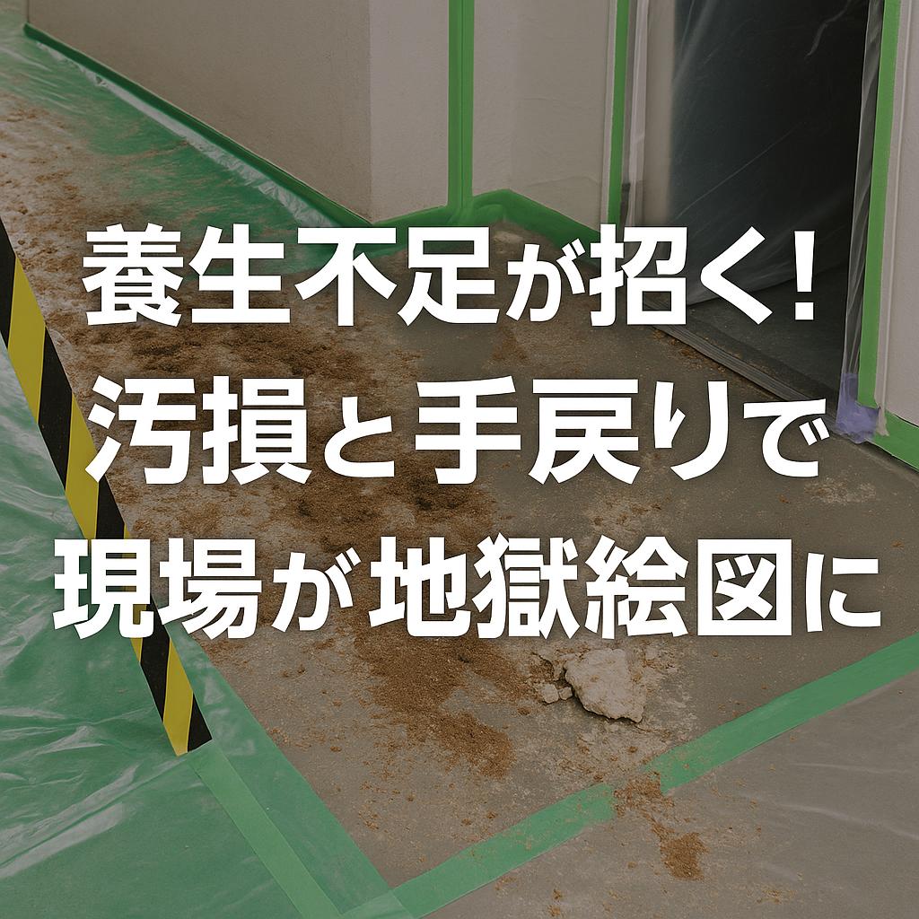 養生不足が招く！汚損と手戻りで現場が地獄絵図に